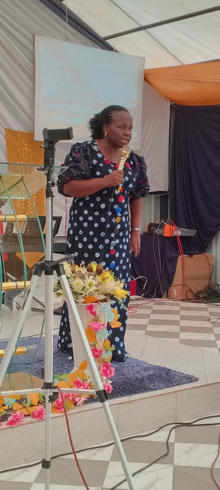 Woman sharing a message at church